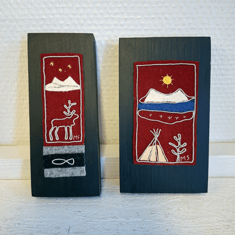 Tavla Rödsvart Kåta /Ren Samiskt konsthantverk, Jokkmokk Design