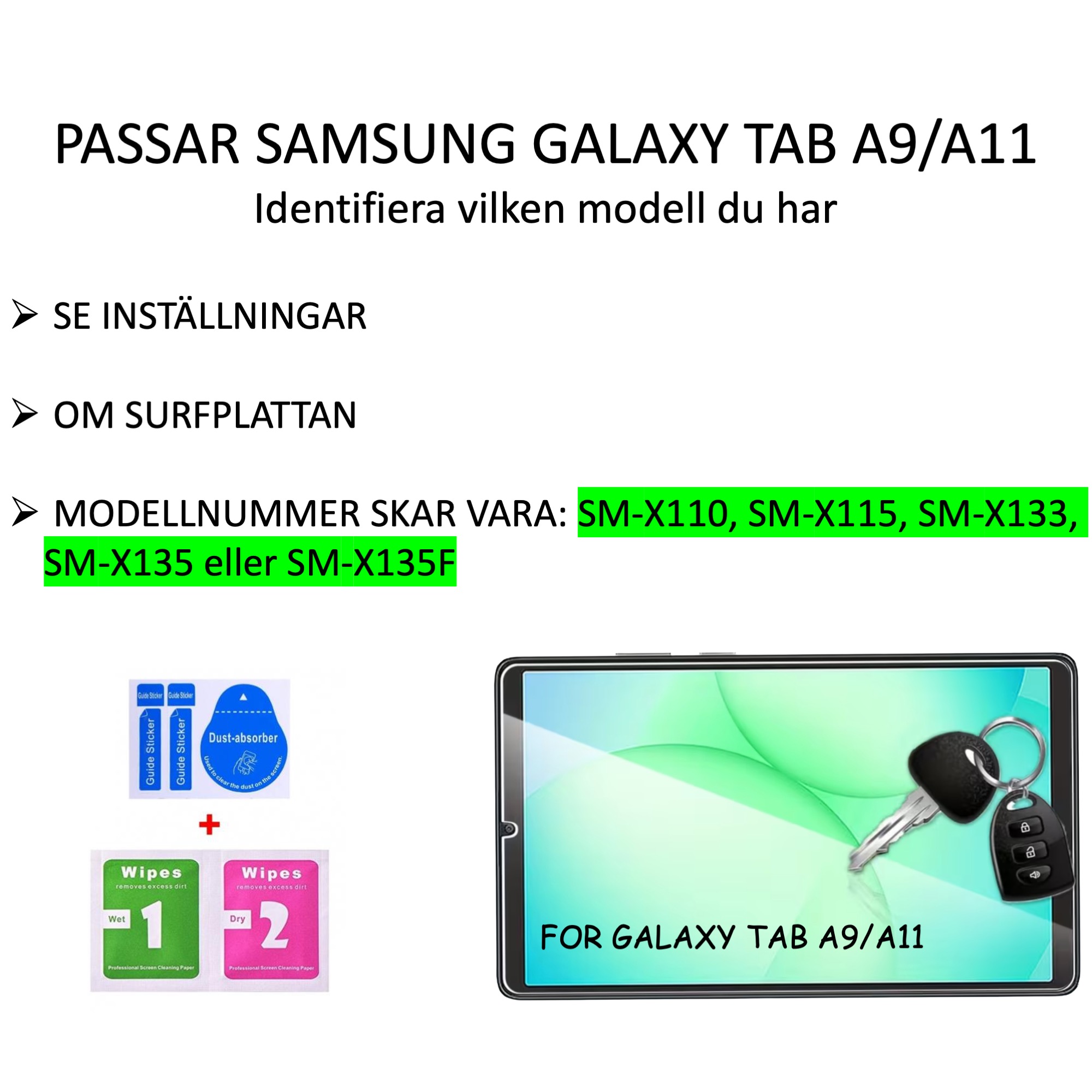 1SWEDEN Samsung Galaxy Tab A11 skärmskydd härdat glas 9H - 2