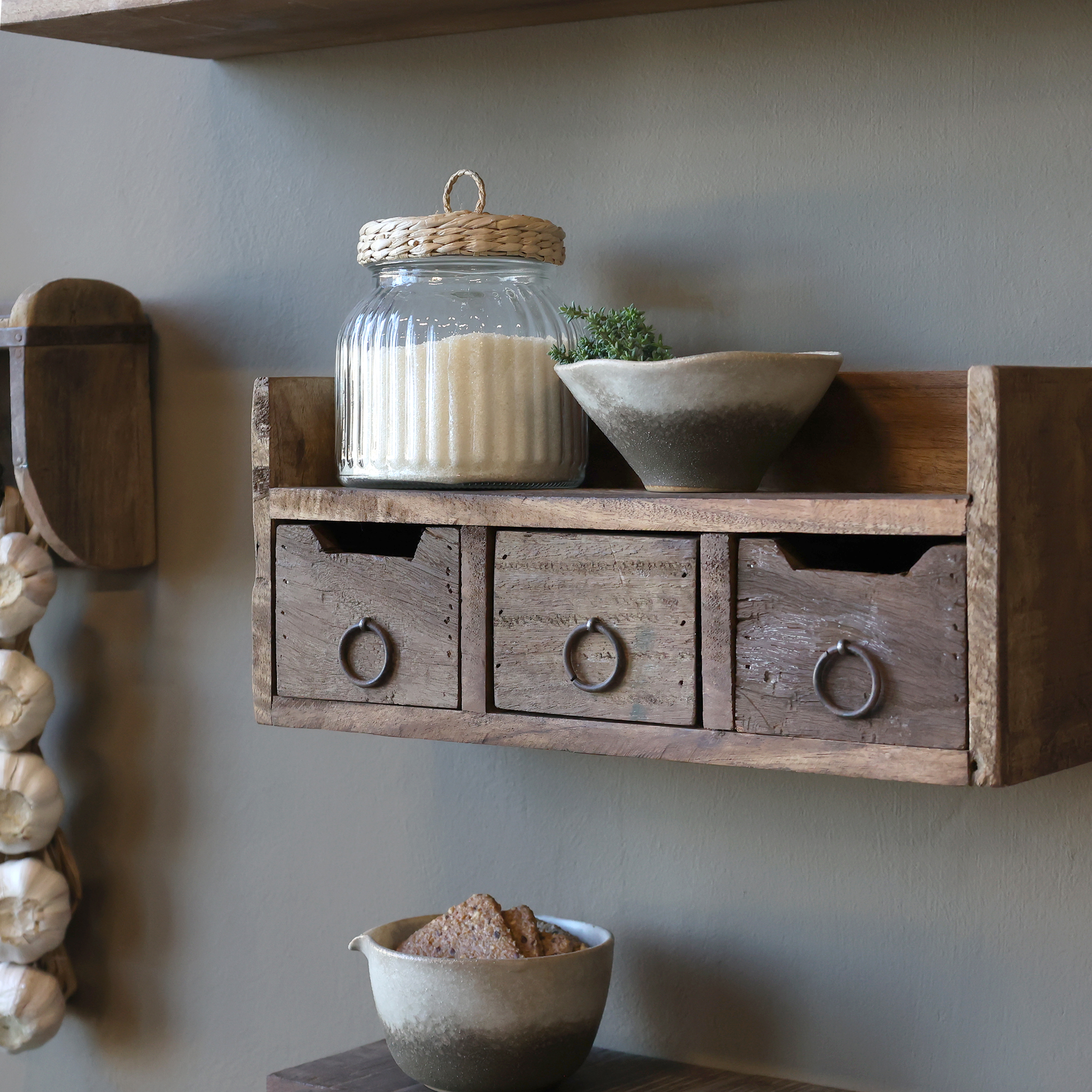 Grimaud Shelf with 3 drawers - H15/L36/B12 cm - Natural