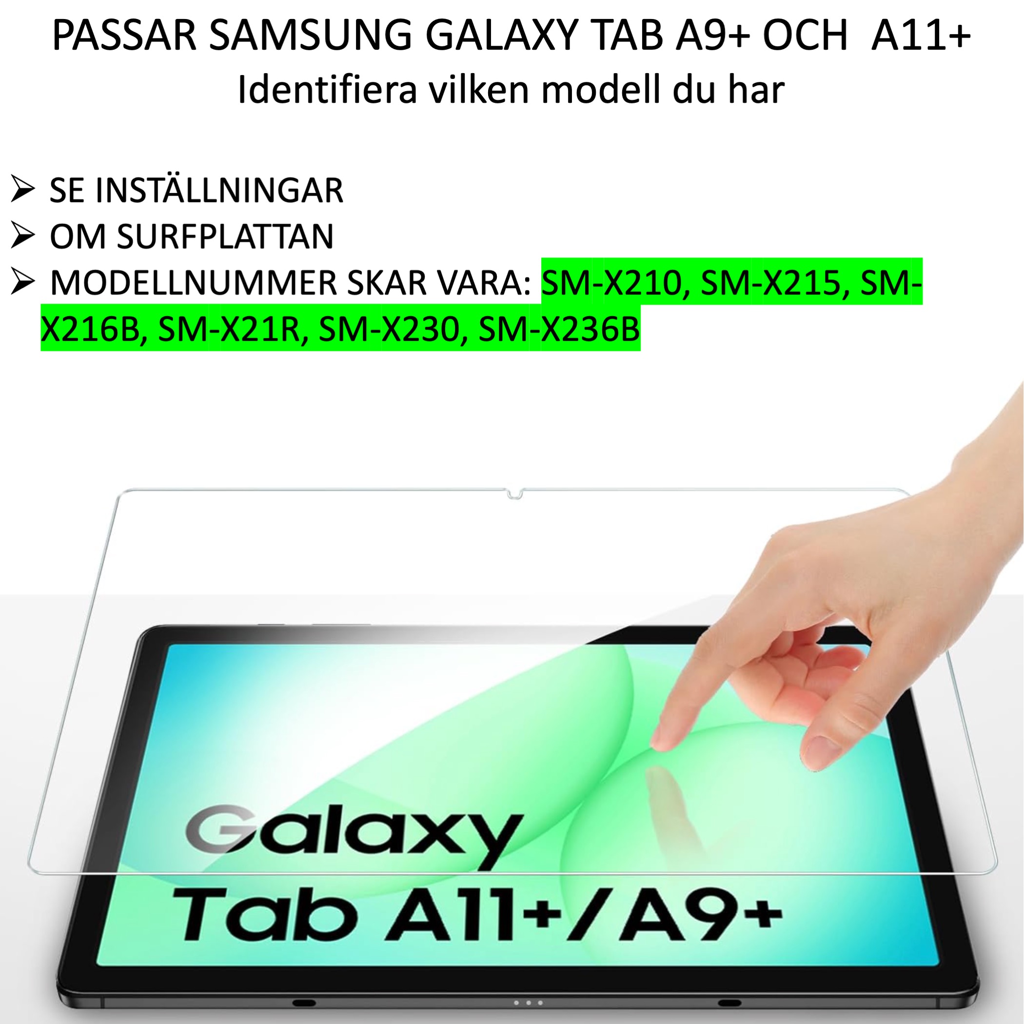 2ST 1SWEDEN Samsung Galaxy Tab A11+ skärmskydd härdat glas 9H - 2