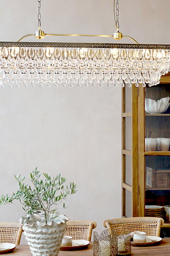 Versailles Ljuskronan - Droppformade Glasprismor - H40/L120/B40 cm - Antique Messing