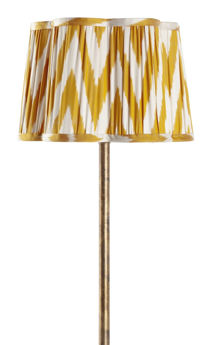 Chamois Lampshade Silk Scallop Ikat Yellow 30cm