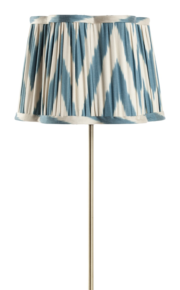 Chamois Lampshade Silk Scallop Ikat Blue 25cm