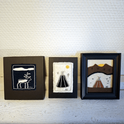 Tavla Svart Samiskt Konsthantverk, 3 motiv,  Jokkmokk design