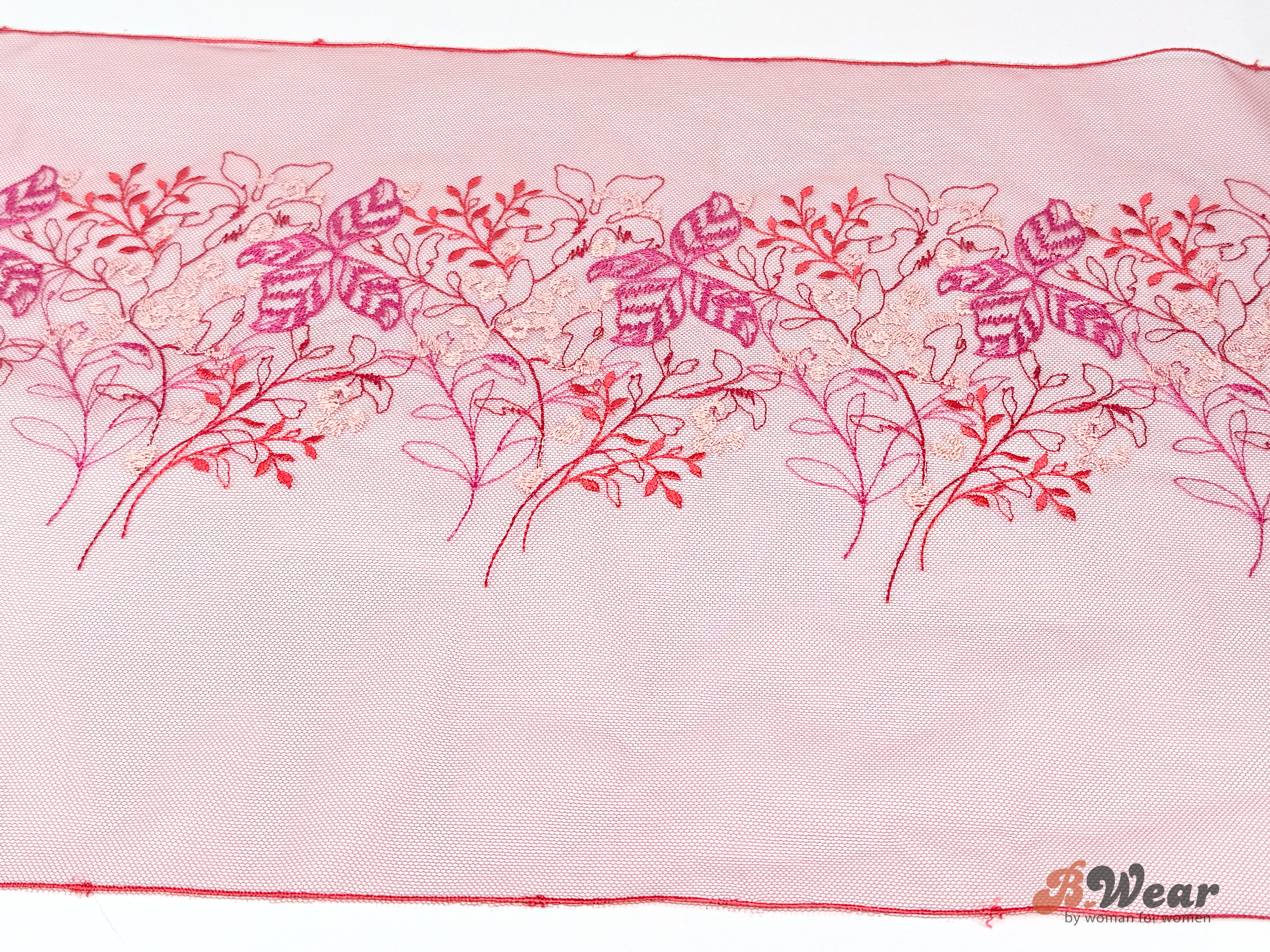 Black Cherry colored non-stretch tulle lace with beautiful flowers in beautiful flowers - 24 cm - 2