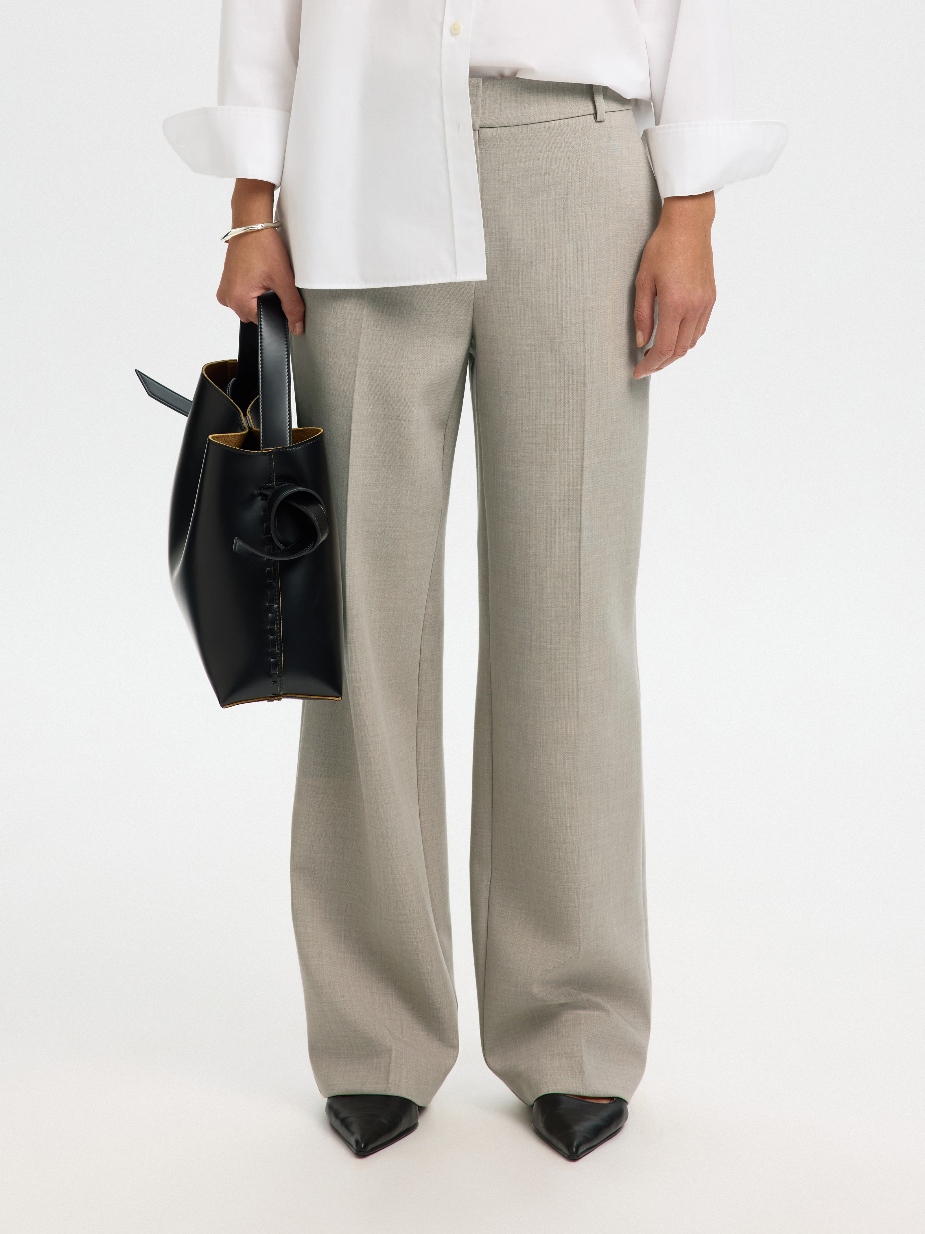 SLWRITA MW WIDE PANT MEL NOOS Island Fossil MELANGE - 2