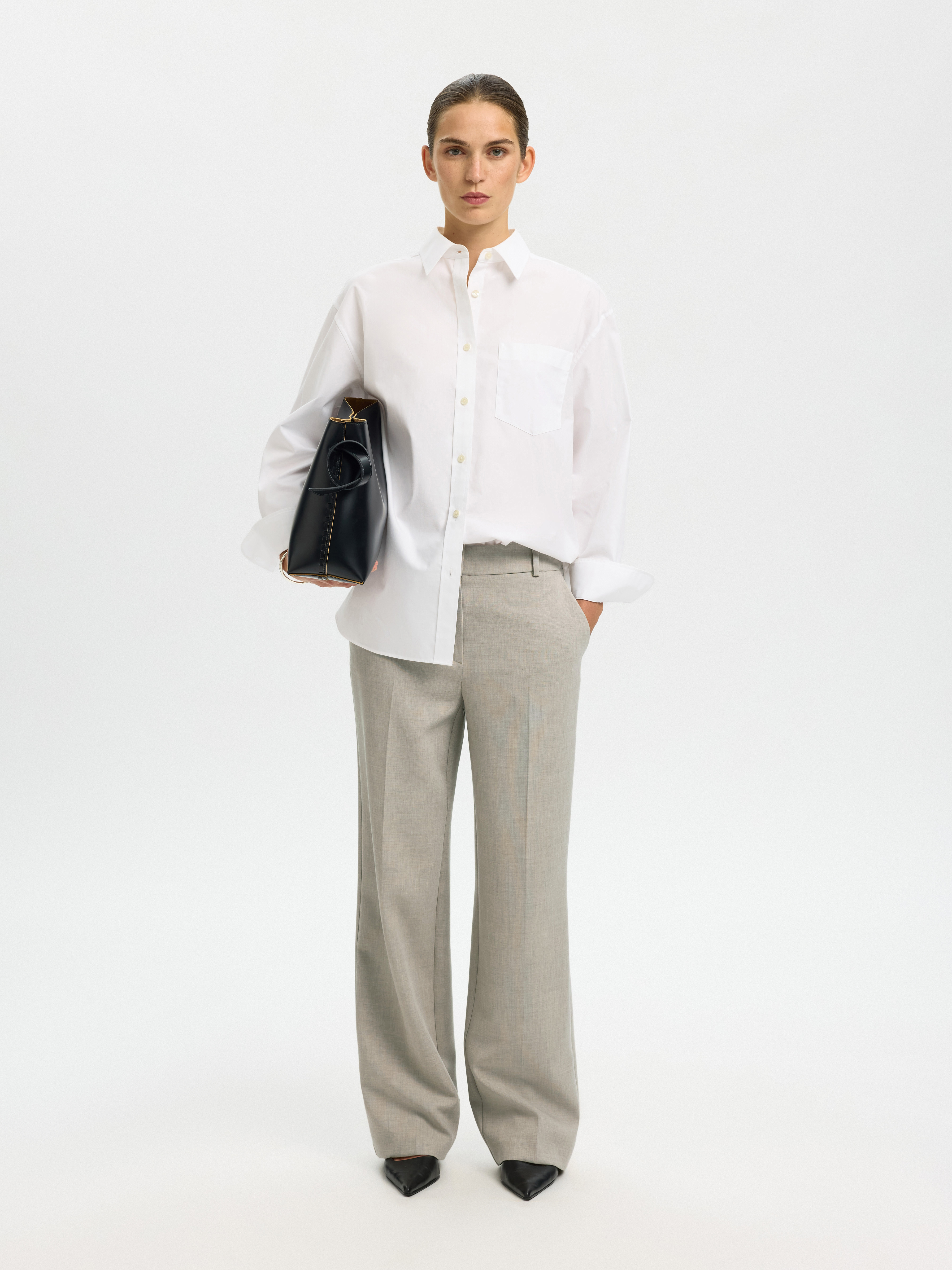 SLWRITA MW WIDE PANT MEL NOOS Island Fossil MELANGE - 4