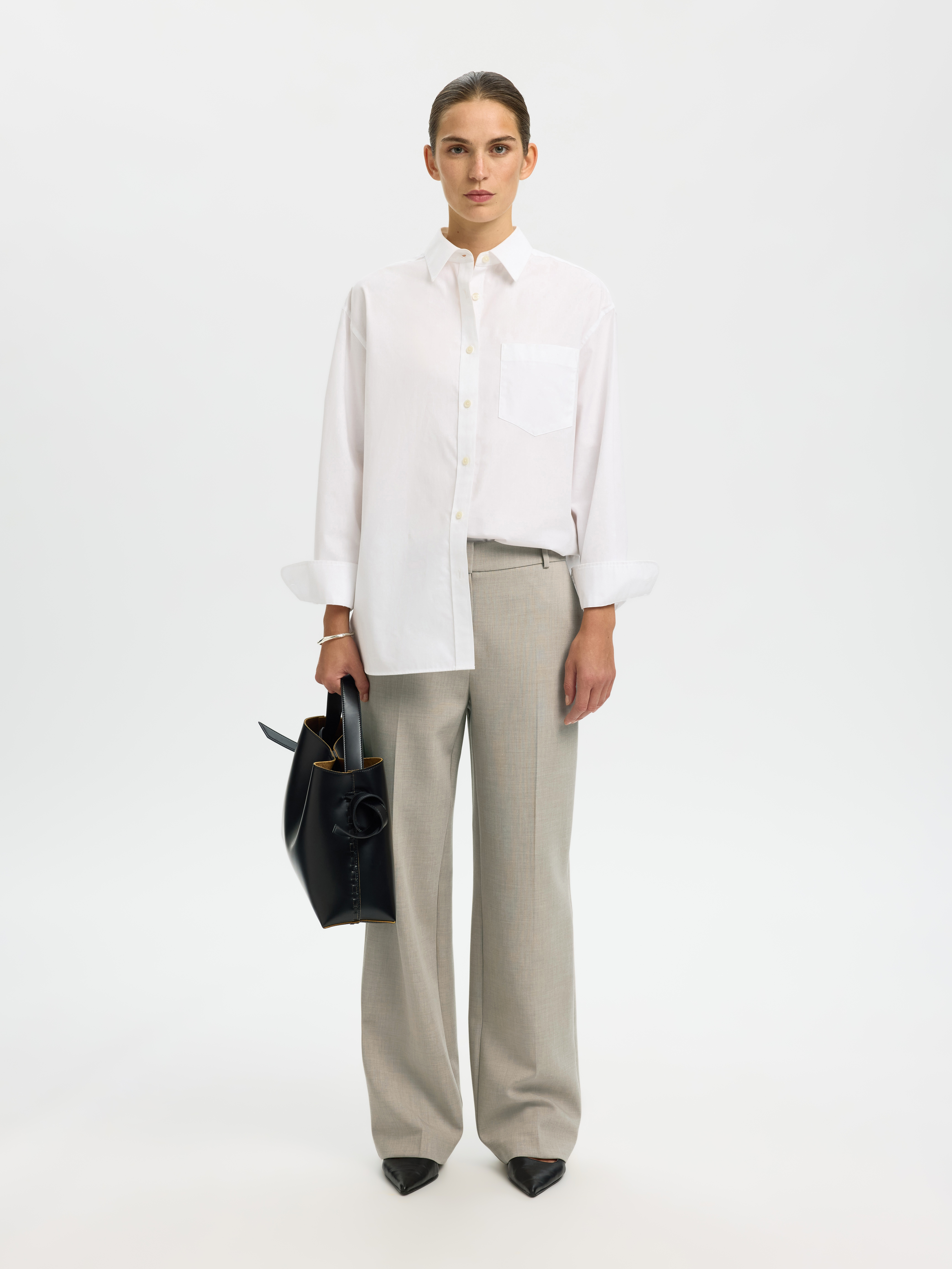 SLWRITA MW WIDE PANT MEL NOOS Island Fossil MELANGE - 5