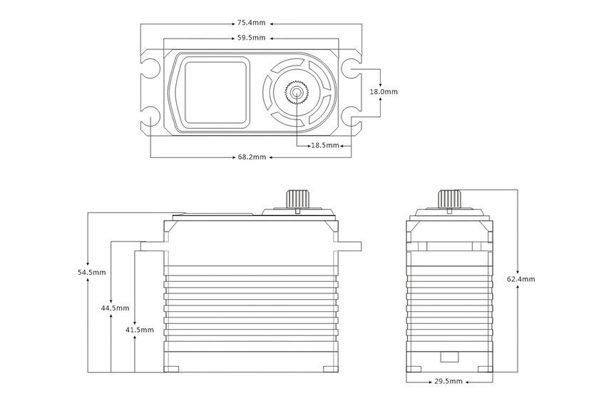 BH125W All-metal High-torque Digital servo (125 kg-0,085s/60°) - 4