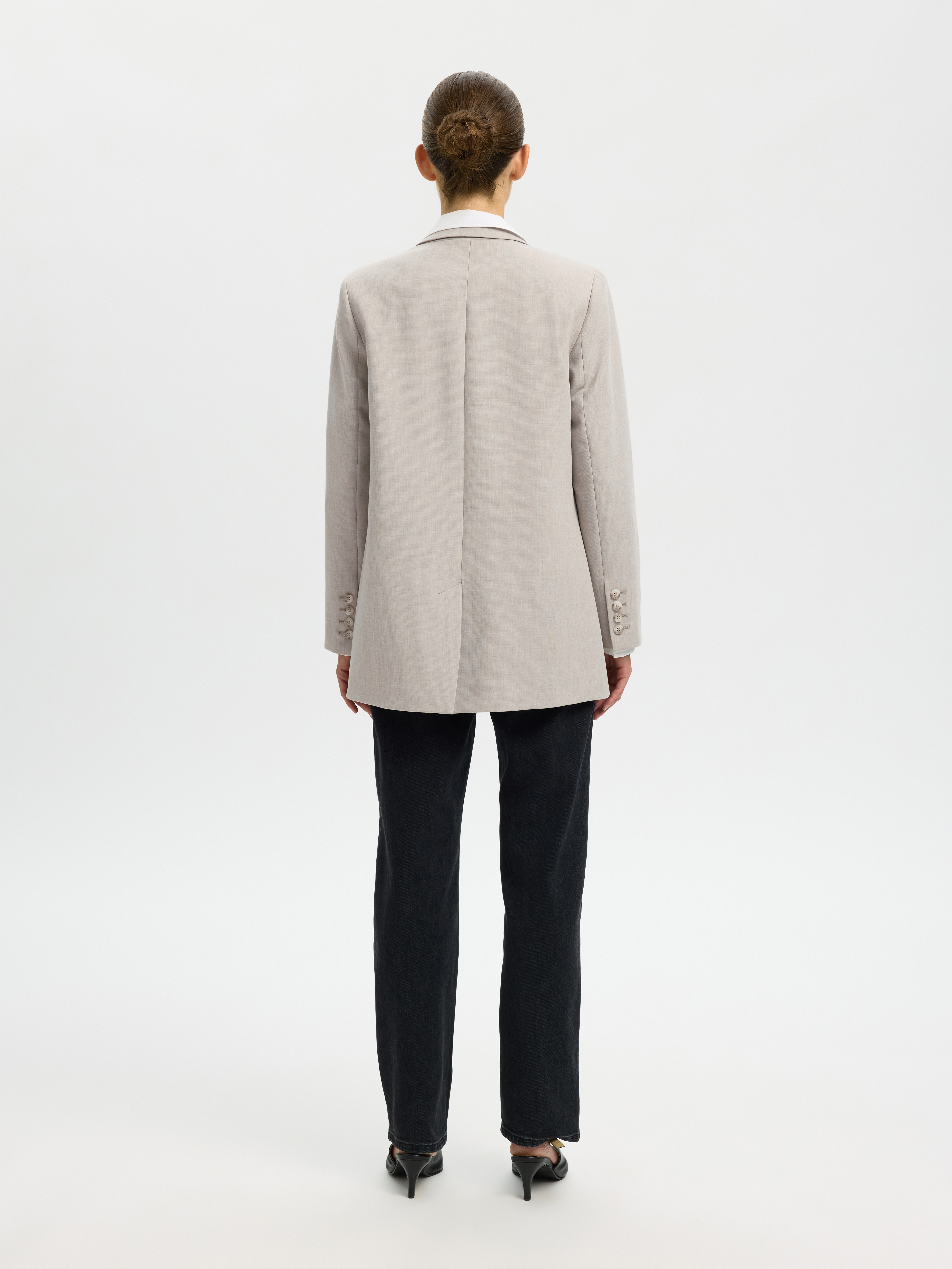 SLWRITA LS RELAXED BLAZER MEL NOOS Island Fossil MELANGE - 5