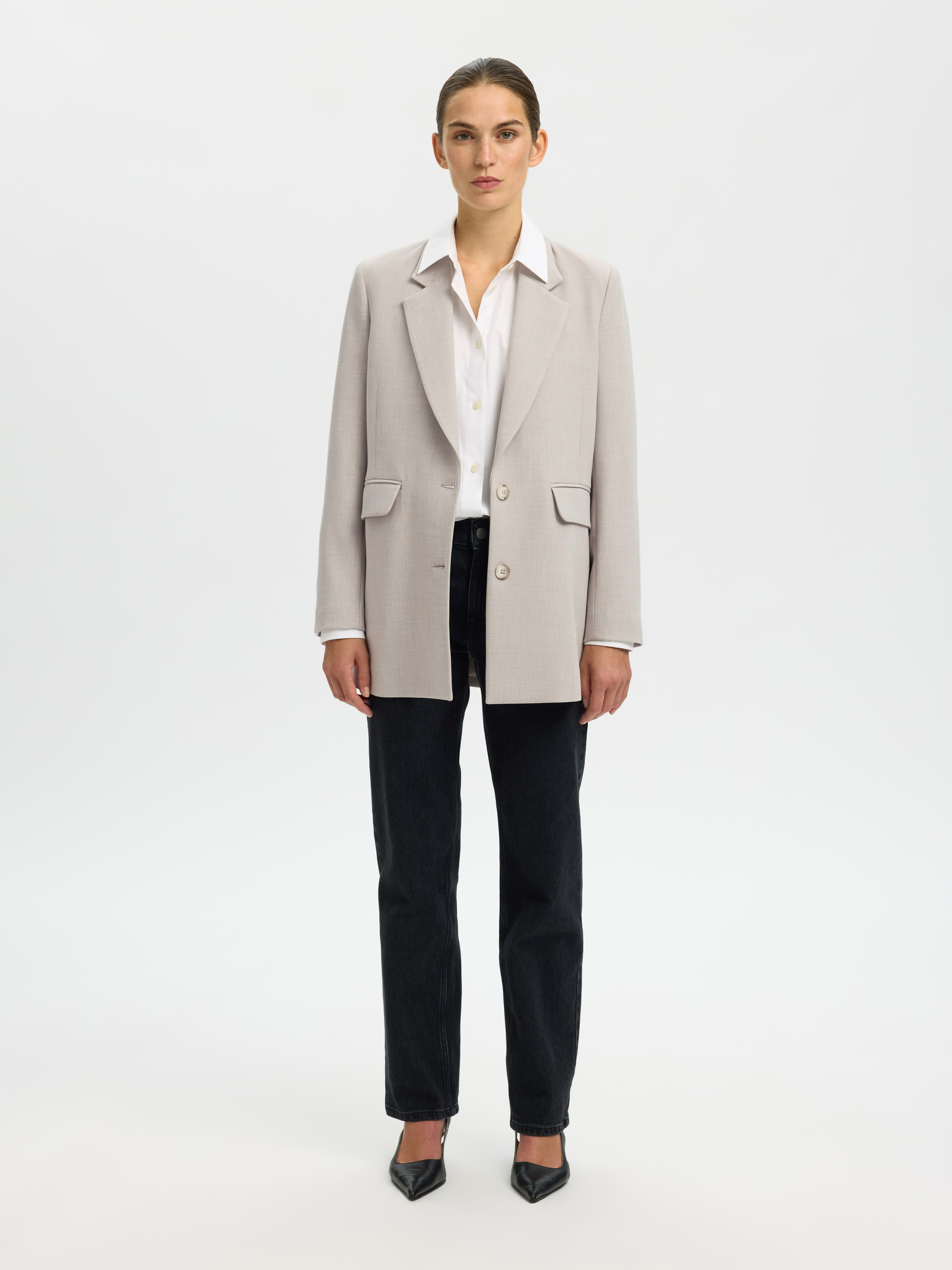 SLWRITA LS RELAXED BLAZER MEL NOOS Island Fossil MELANGE - 3