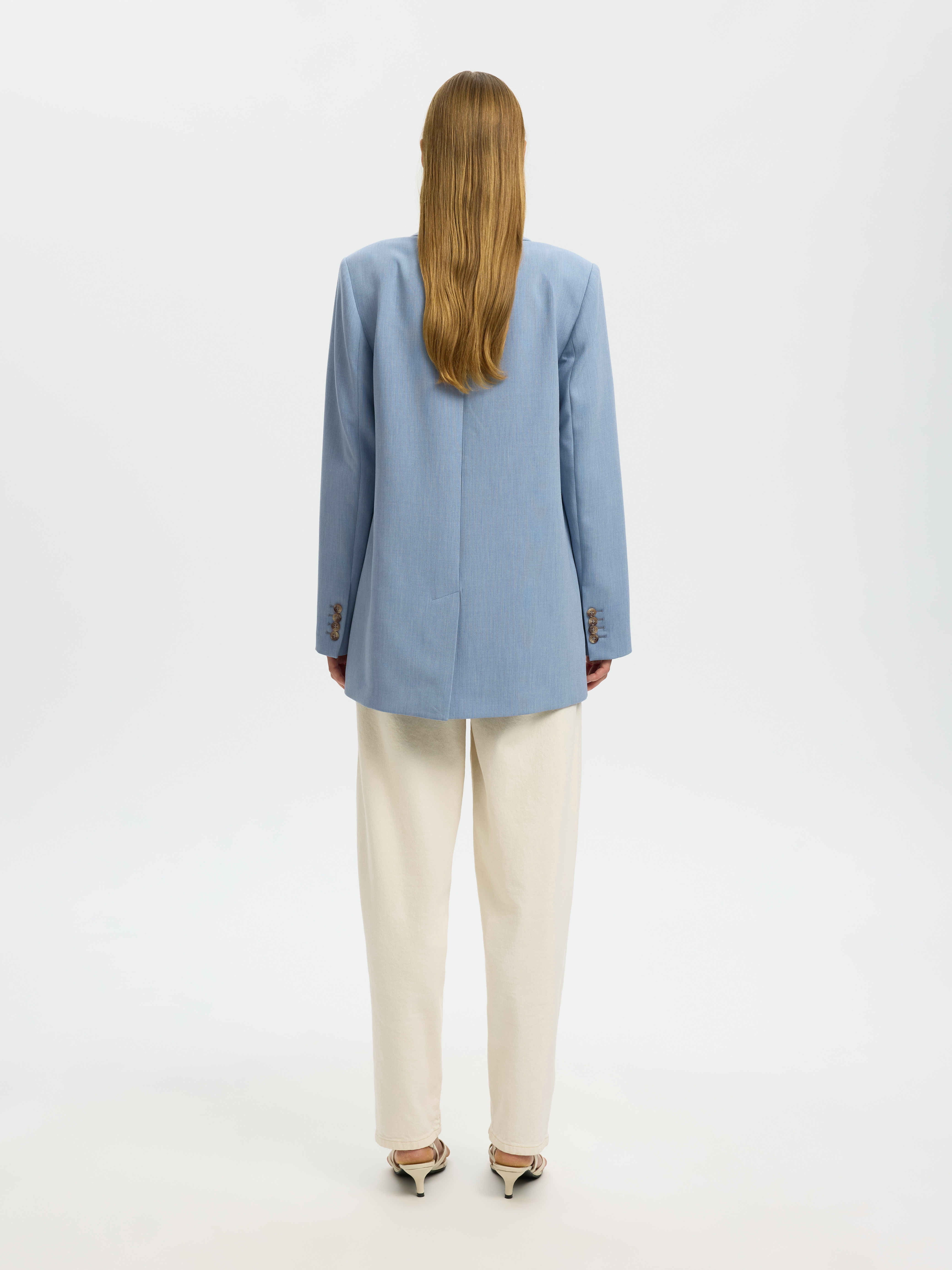 SLWRITA LS RELAXED BLAZER MEL NOOS Dusty Blue MELANGE - 3