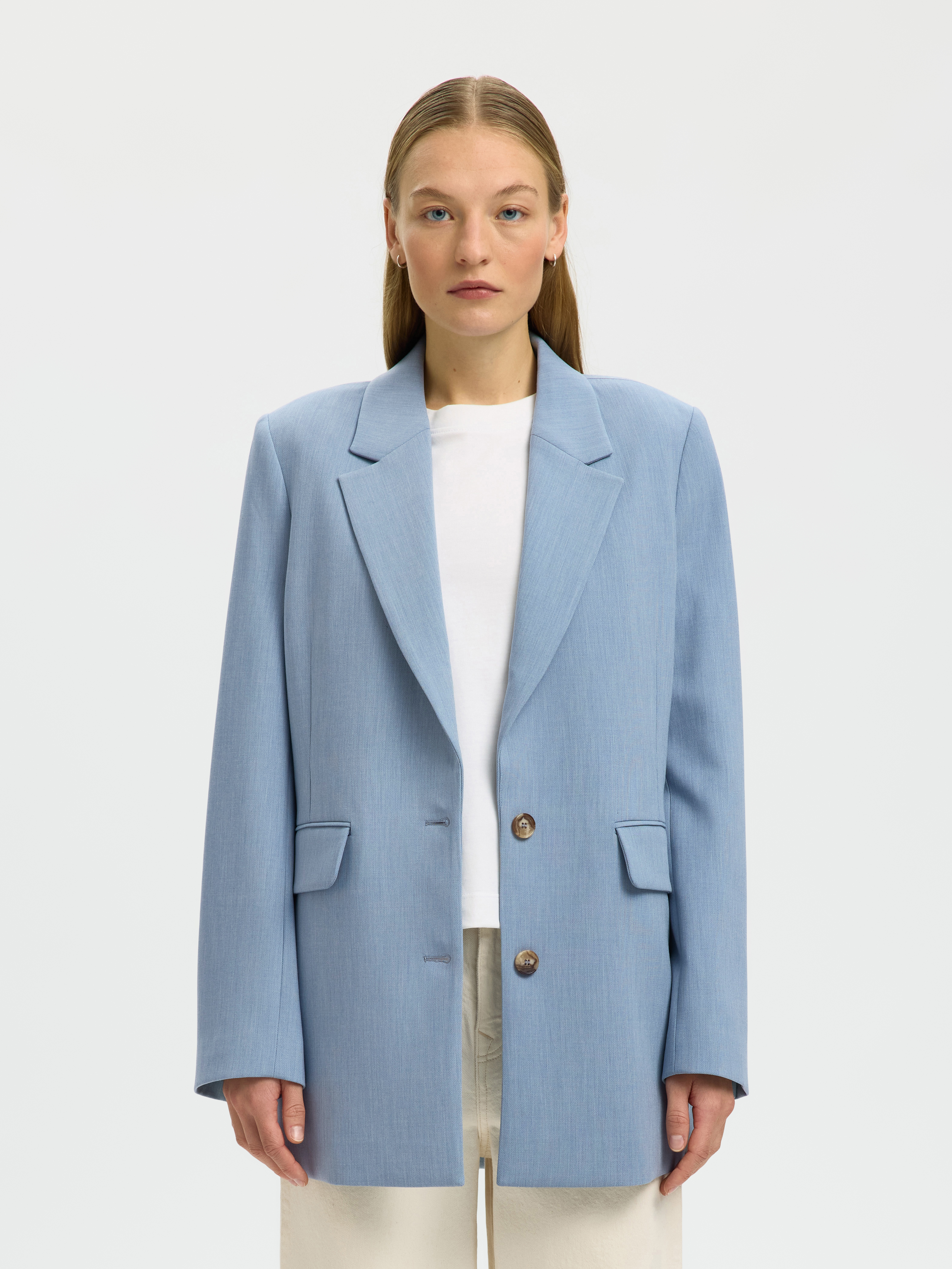 SLWRITA LS RELAXED BLAZER MEL NOOS Dusty Blue MELANGE - 2