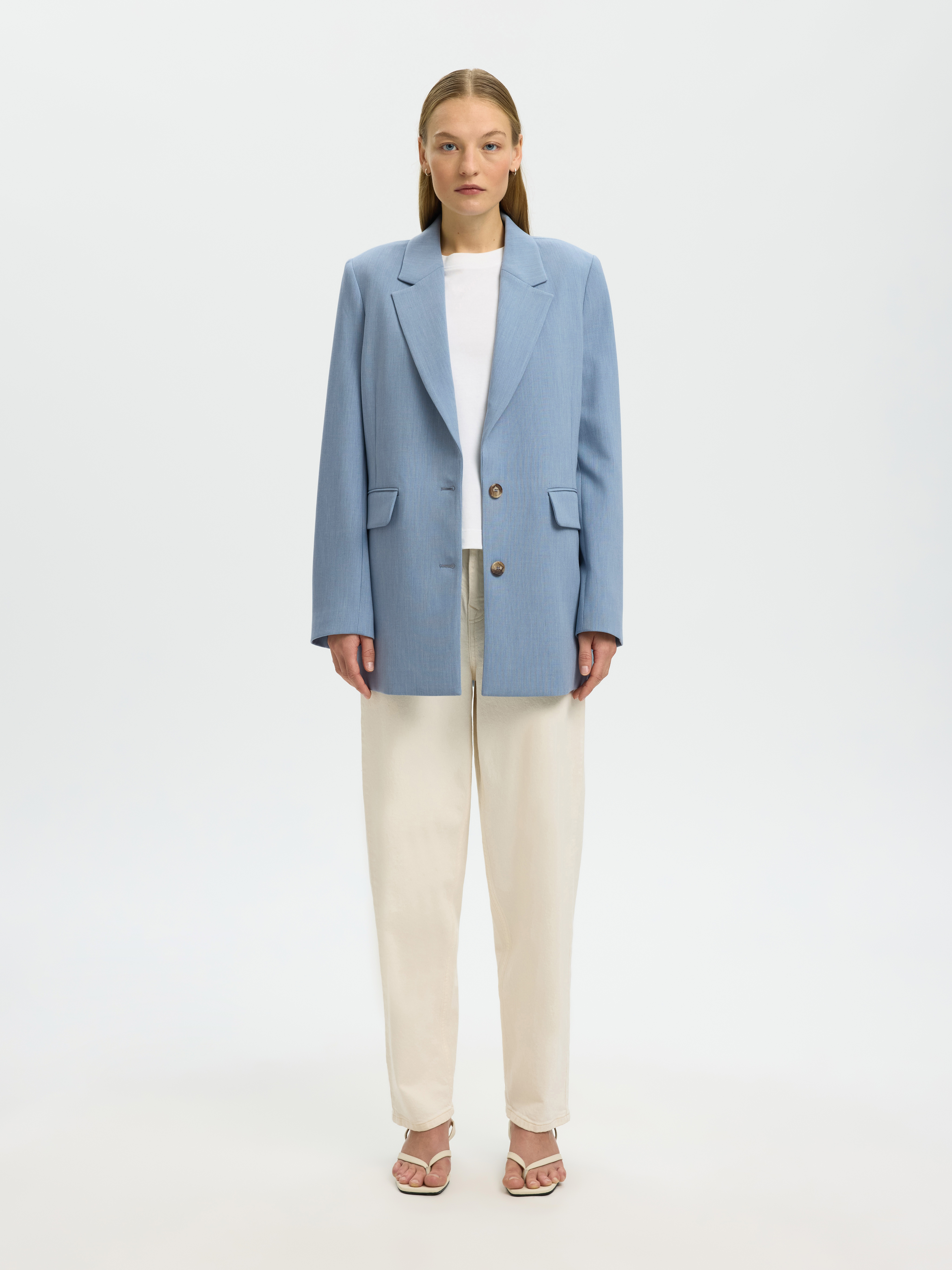 SLWRITA LS RELAXED BLAZER MEL NOOS Dusty Blue MELANGE - 4