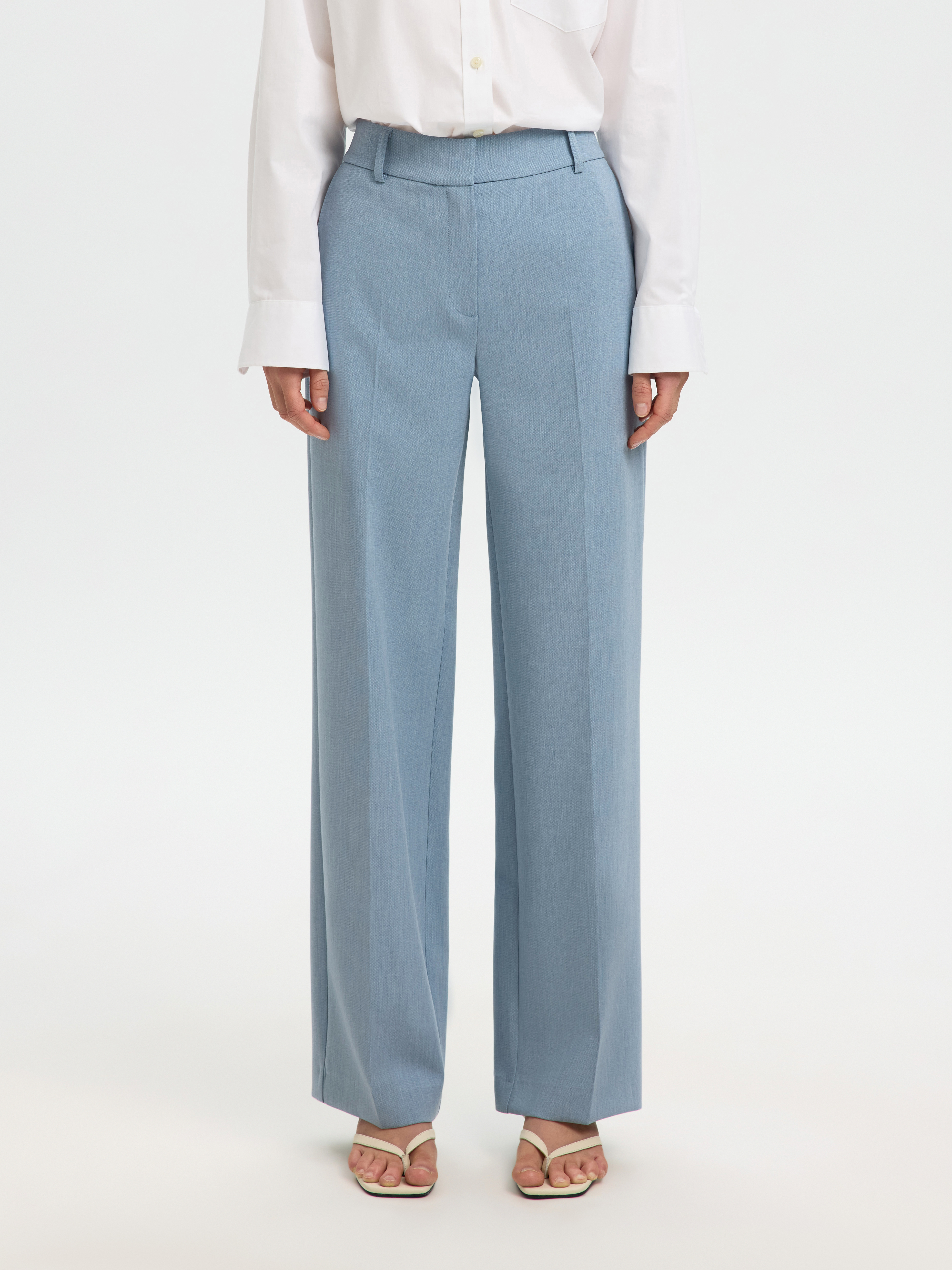 SLWRITA MW WIDE PANT MEL NOOS Dusty Blue MELANGE - 2