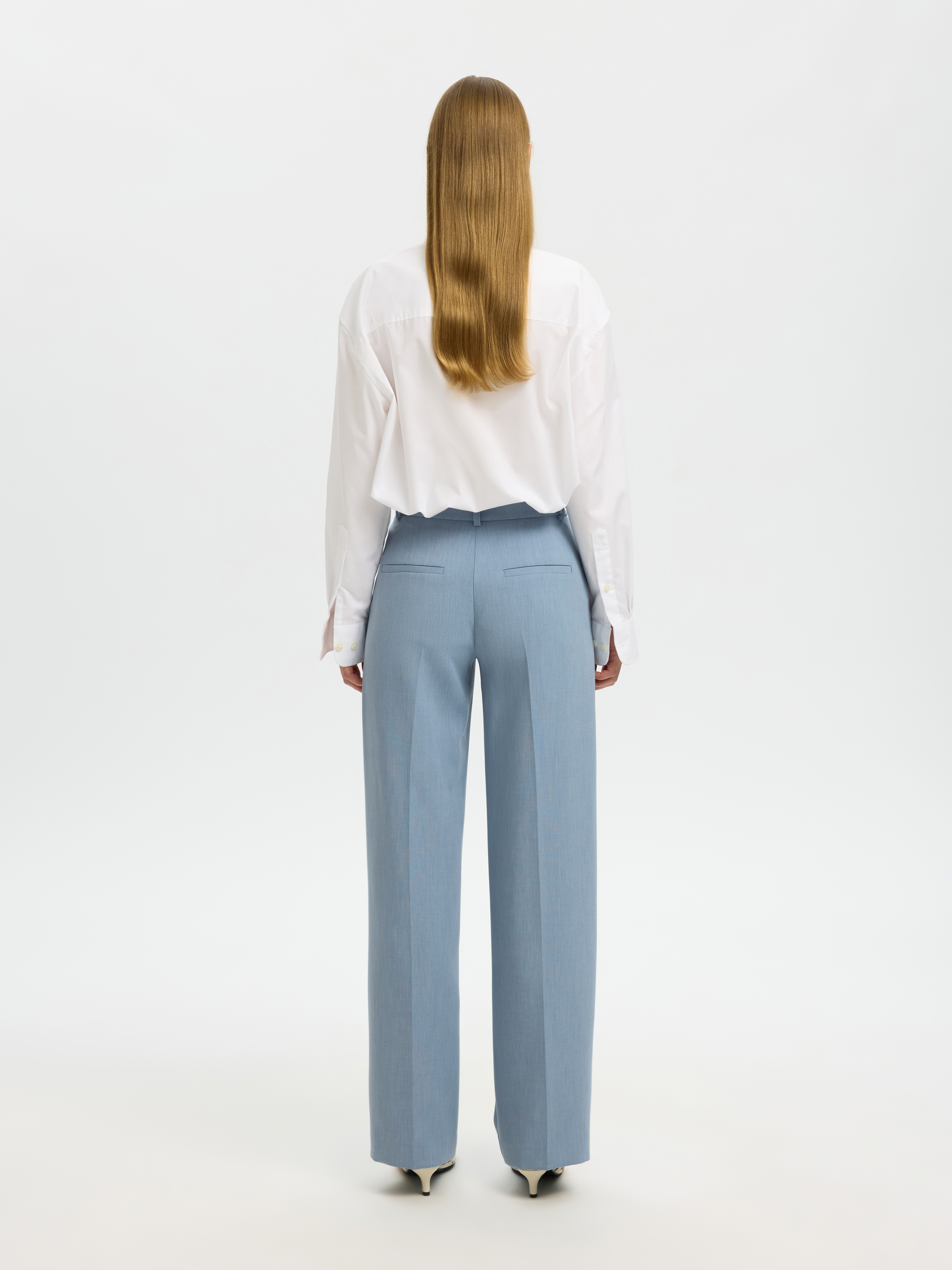 SLWRITA MW WIDE PANT MEL NOOS Dusty Blue MELANGE - 3