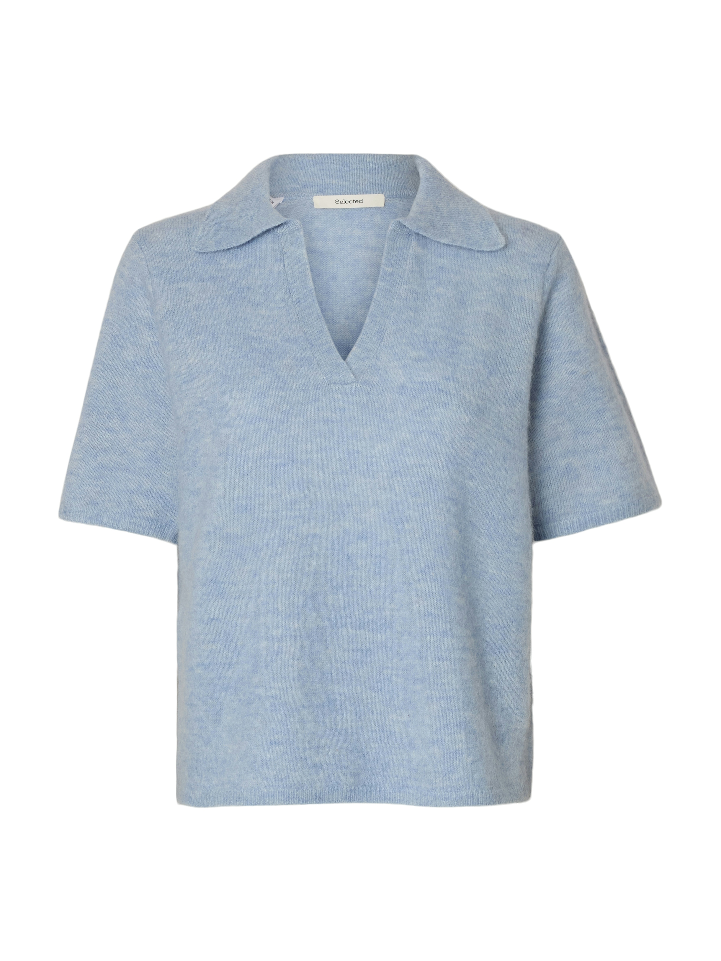 SLWLULU SS KNIT POLO NOOS Cashmere Blue MELANGE