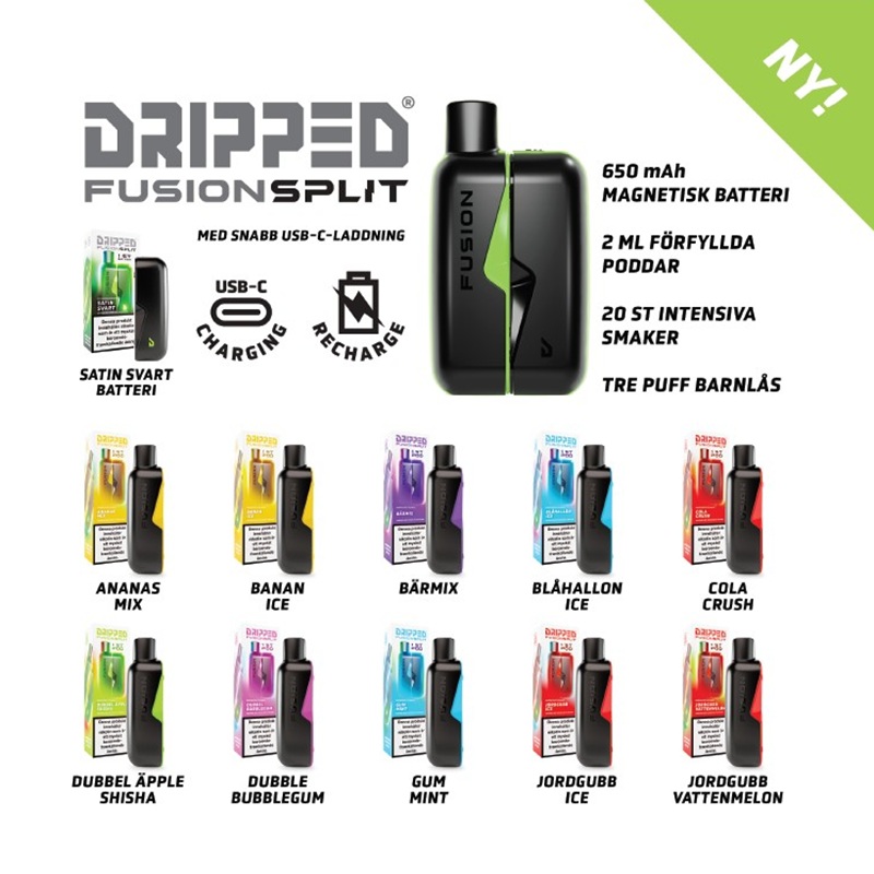 Dripped Fusion Split Batteri - Satin Black - 4