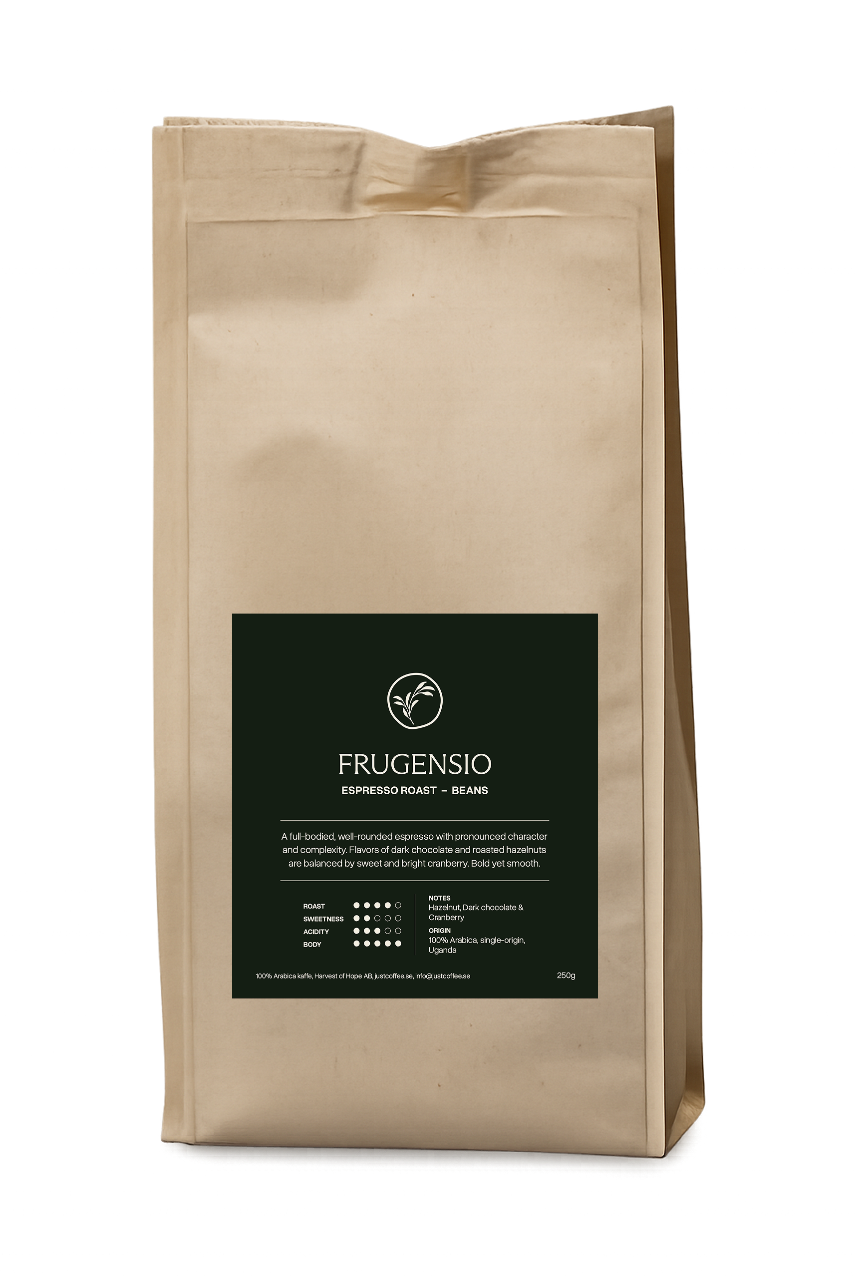 Kaffe Frugensio – Espresso Hela bönor 250 g / Just Coffee