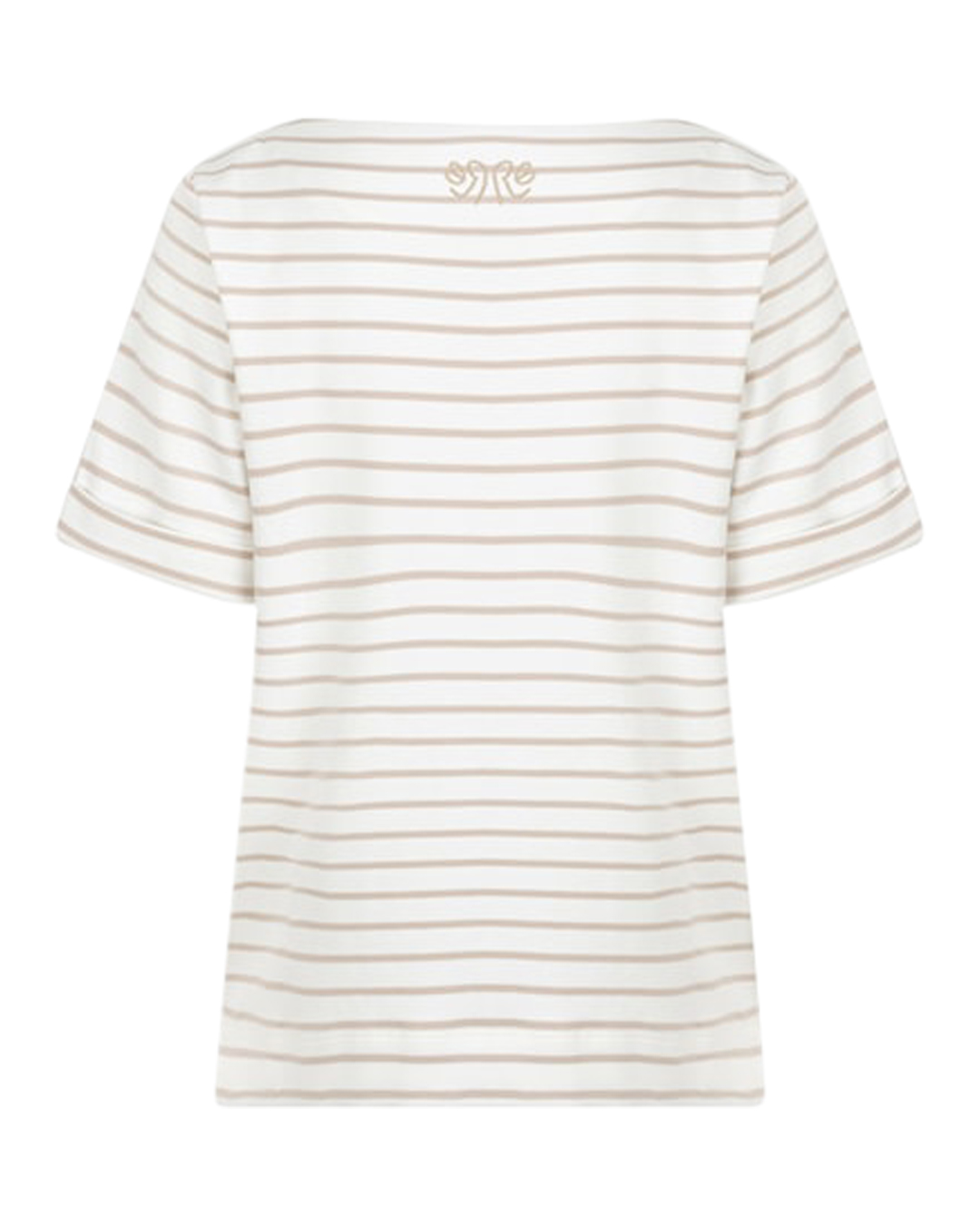 Topp Terry kort ärm beige/vit randig - 3