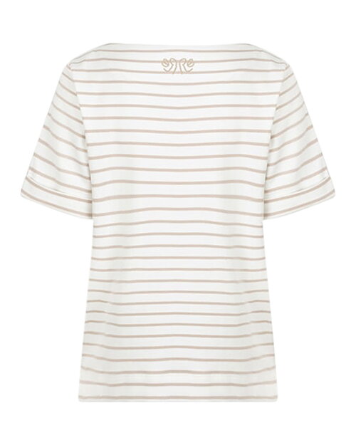 Topp Terry kort ärm beige/vit randig - 3