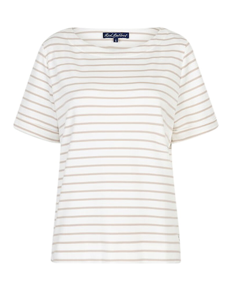 Topp Terry kort ärm beige/vit randig
