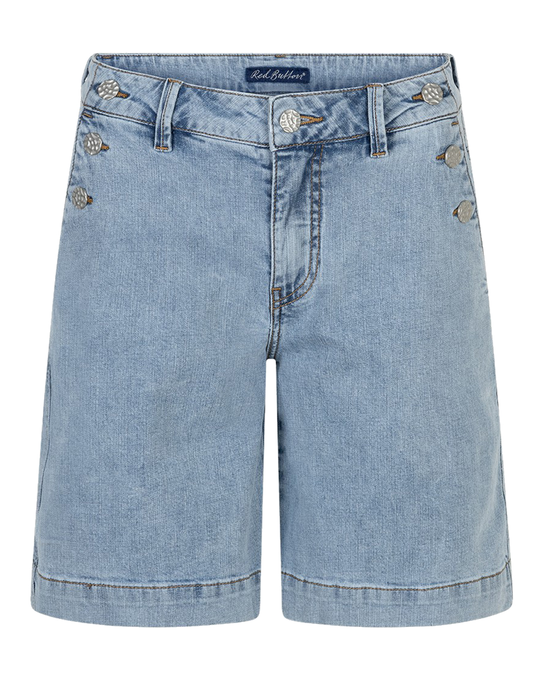 Jeansshorts Bibette knappar i sidan bleach-blå