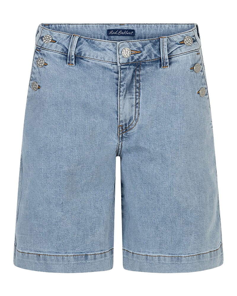Jeansshorts Bibette knappar i sidan bleach-blå
