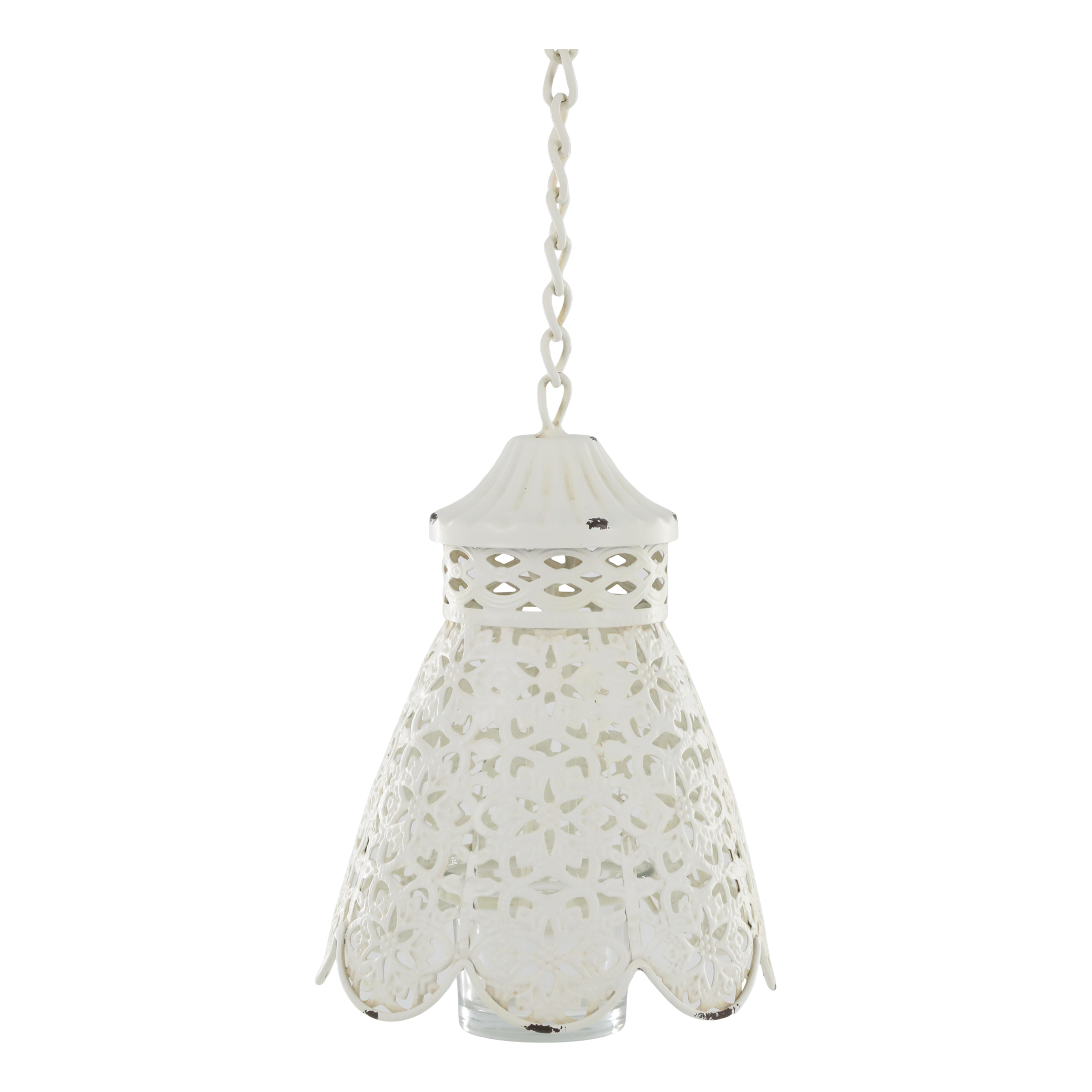 Lykta - Ljuslykta - Ampel - Antikvit/Creme- 18x12,5 cm - 2