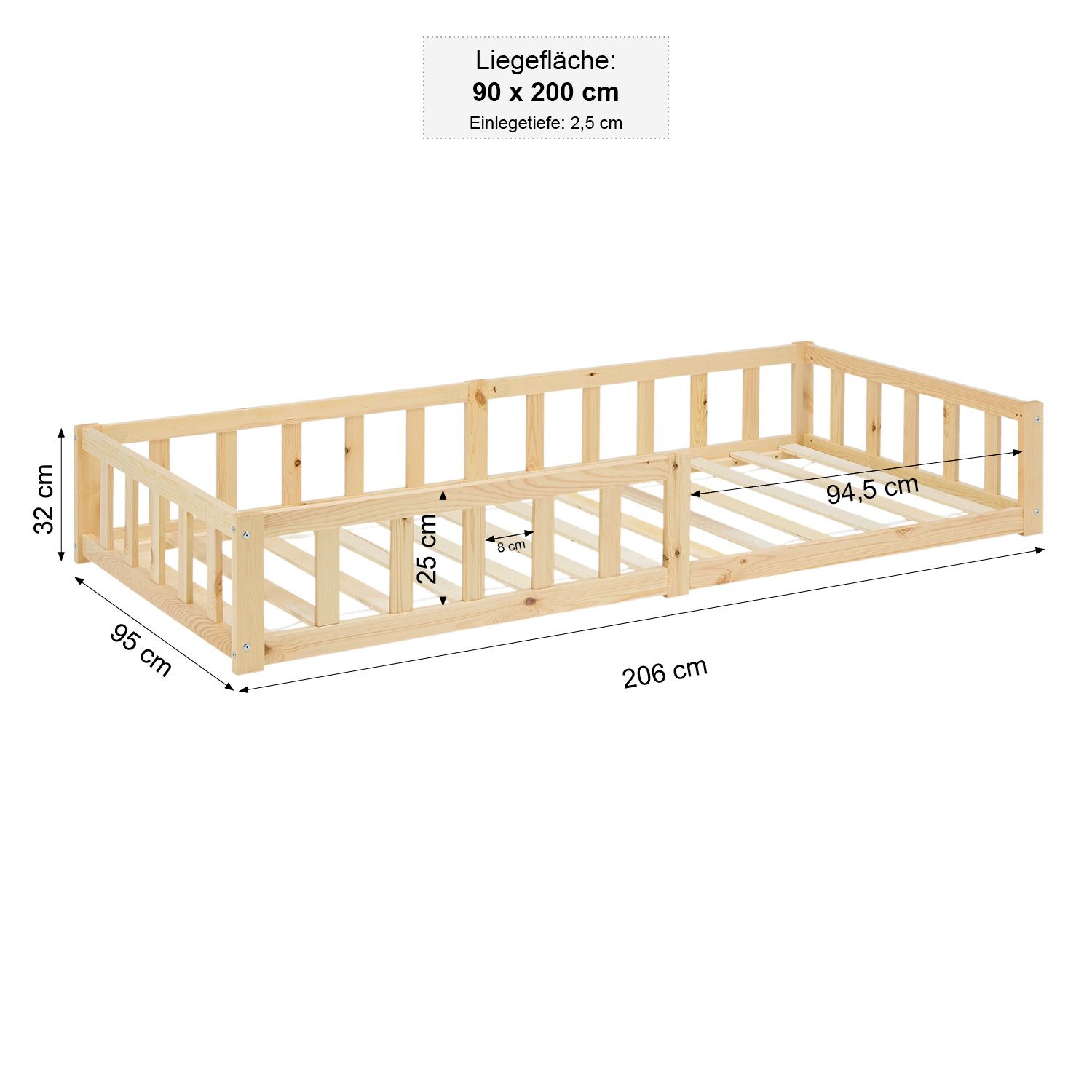 Montessori Barnsäng 90x200 - flera färger - 4