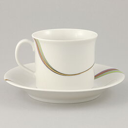 Bertil Vallien (Space 1983) White Coffee Cup with Rainbow Decor 9 cm   [Sample Images]