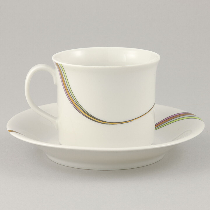 Bertil Vallien (Space 1983) White Coffee Cup with Rainbow Decor 9 cm   [Sample Images]