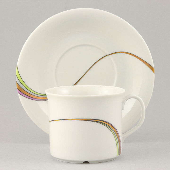 Bertil Vallien (Space 1983) White Coffee Cup with Rainbow Decor 9 cm   [Sample Images]