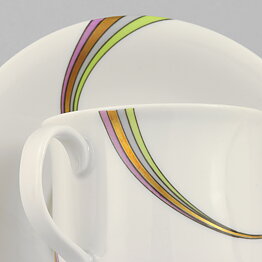 Bertil Vallien (Space 1983) White Coffee Cup with Rainbow Decor 9 cm   [Sample Images]