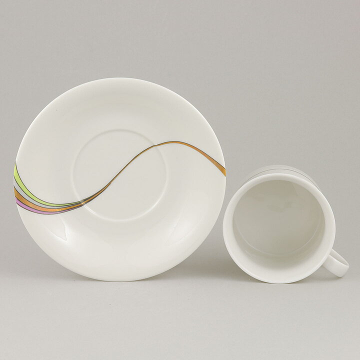 Bertil Vallien (Space 1983) White Coffee Cup with Rainbow Decor 9 cm   [Sample Images]