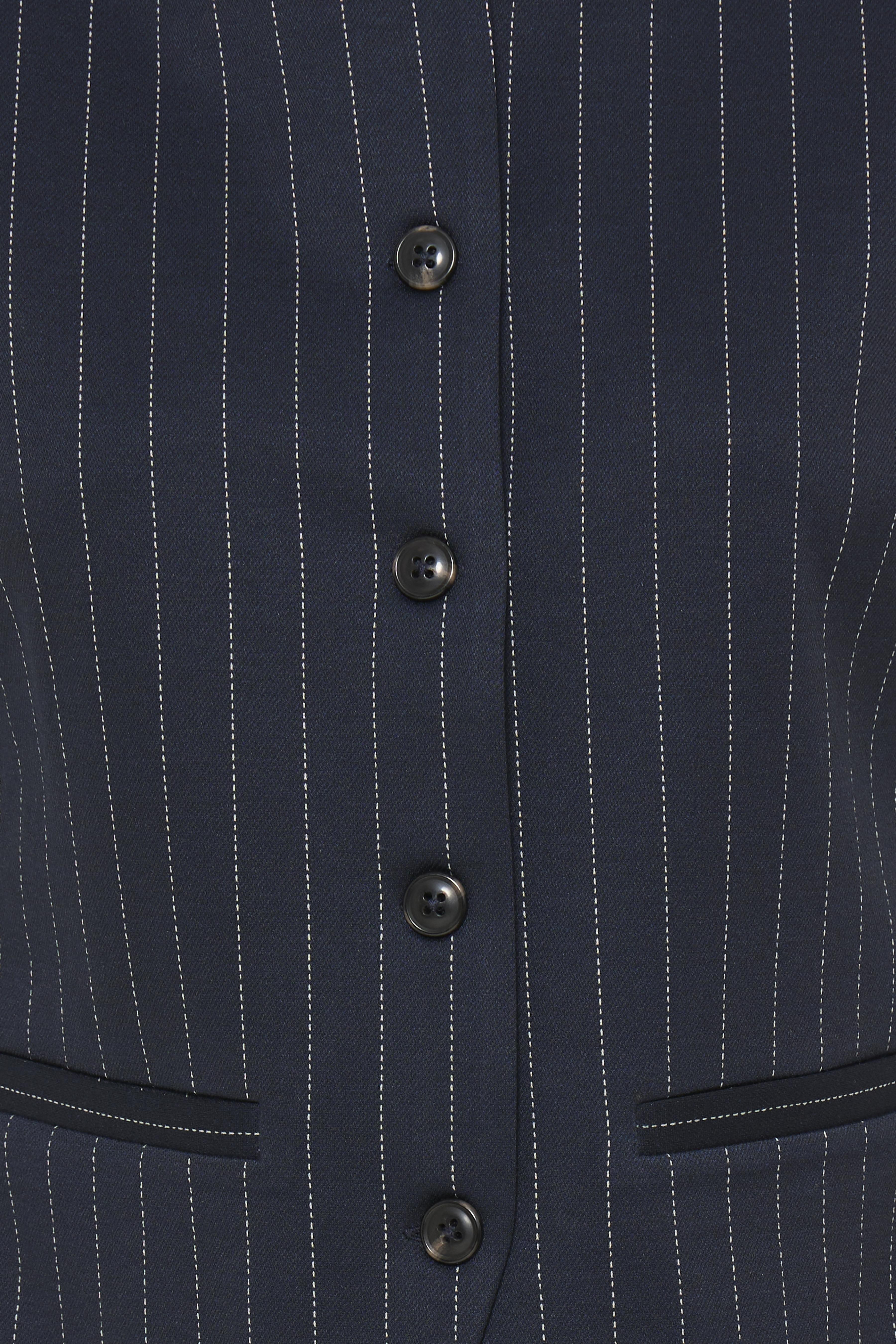 BYROWAN WAISTCOAT STRIPE DARK SAPPHIRE PINSTRIPE - 3