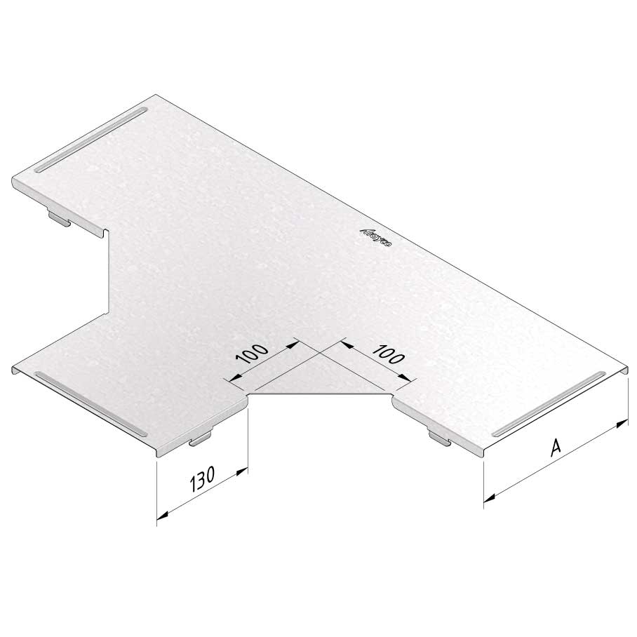 TRAYCO Sheet metal duct T - Piece cover  200mm WIDE x 60mm HIGH - 2