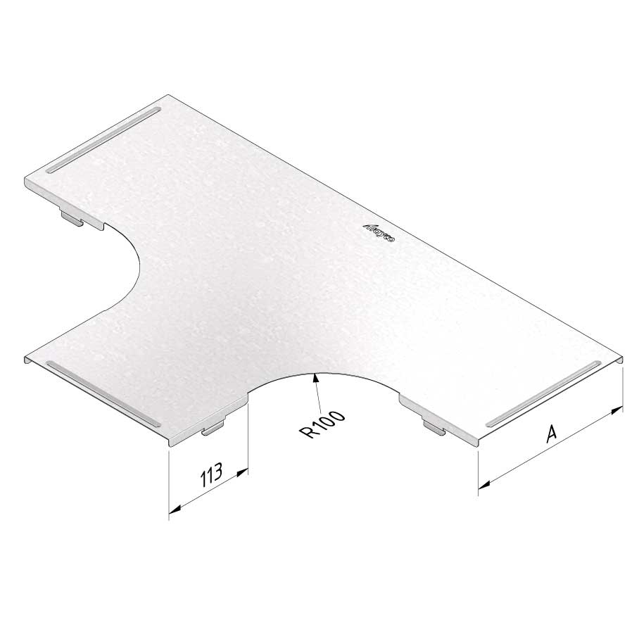 TRAYCO Sheet metal duct T - Piece cover  200mm WIDE x 110mm HIGH - 2