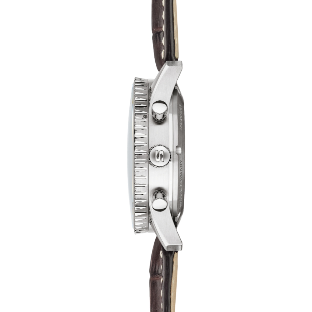 903.090 Sinn 903 St II mocha färgat kalvskinsläderband med alligator prägling 