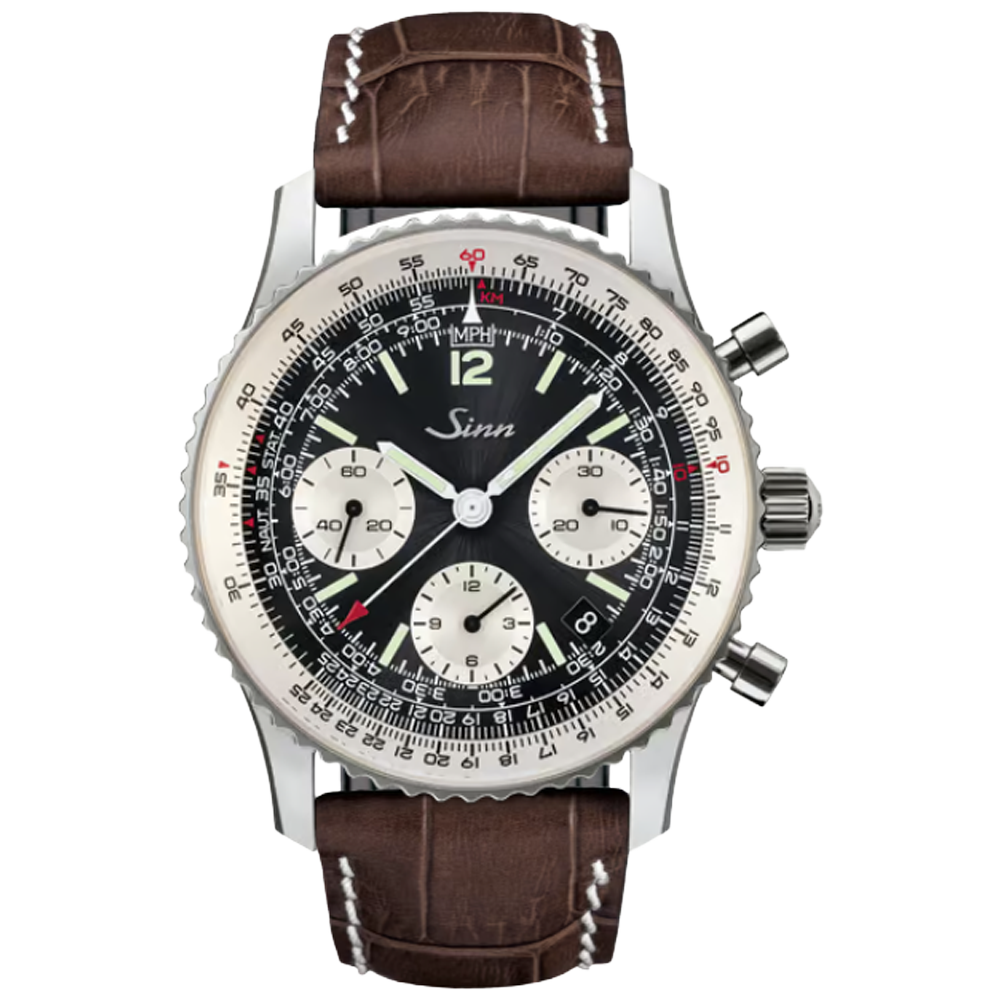 903.090 Sinn 903 St II mocha färgat kalvskinsläderband med alligator prägling 