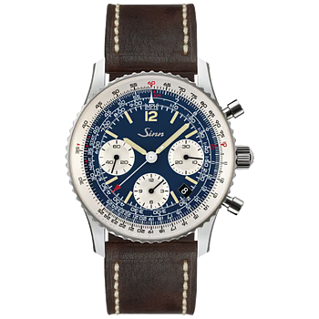 903.091 Sinn 903 St B E II mörkbrunt vintage kalvskinsband med vita sömmar