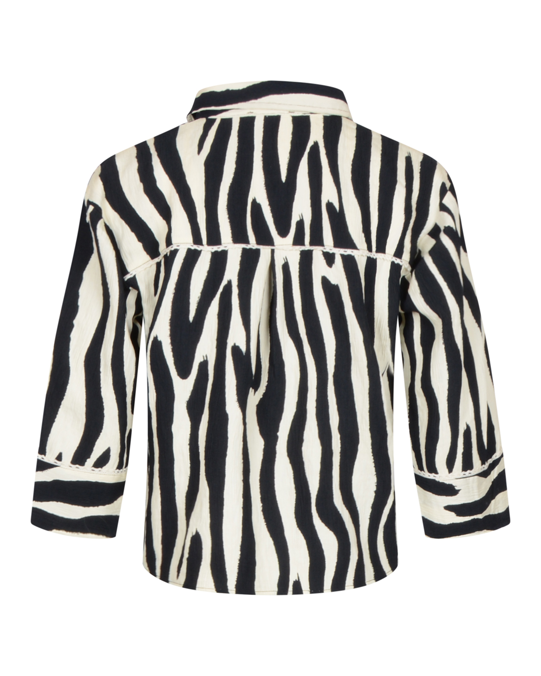 Skjortblus kort mönstrad i offwhite och svart - 3