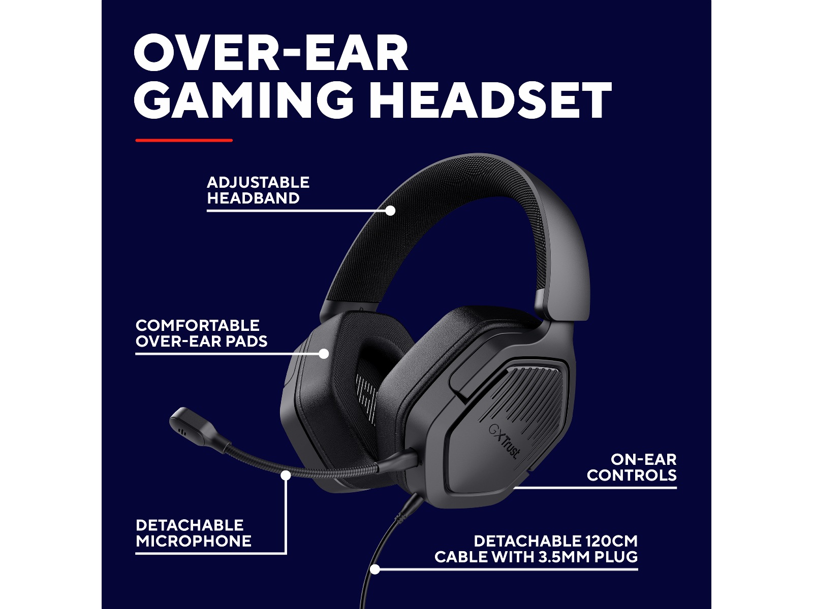 Trust GXT492 Carus Multiplatform Headset (svart) - 3
