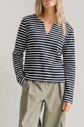 Penn & Ink NY - Longsleeve Stripe Night-Ecru