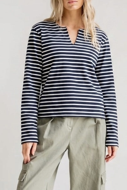 Penn & Ink NY - Longsleeve Stripe Night-Ecru - 2