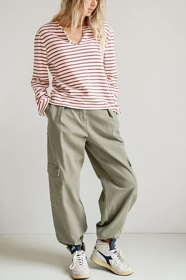Penn & Ink NY - Longsleeve Stripe Ecru - Burgundy - 7