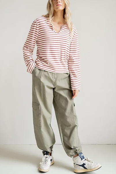 Penn & Ink NY - Longsleeve Stripe Ecru - Burgundy - 4