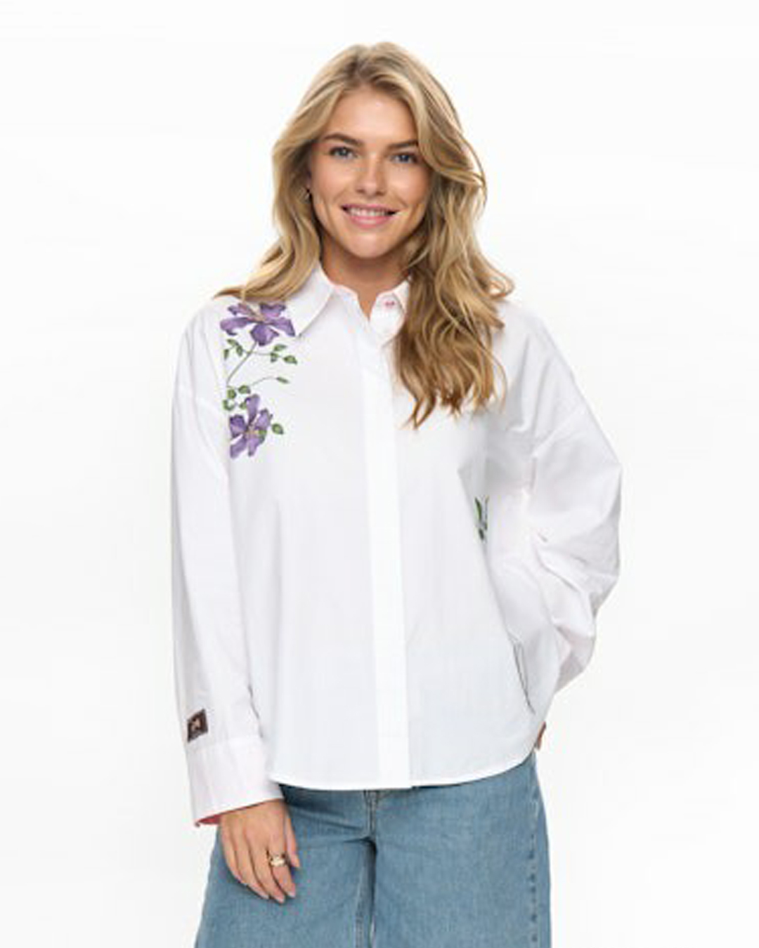 Skjorta Flory vit med blomtryck