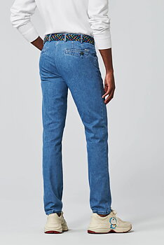 Blå (light blue) jeanshybrid i Coolmax denim, modern passform och Super-Stretch (Meyer / Dublin) (finns i strl 28)