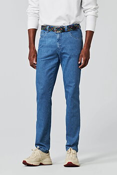 Blå (light blue) jeanshybrid i Coolmax denim, modern passform och Super-Stretch (Meyer / Dublin) (finns i strl 28)